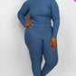 Plus Ribbed Mock Neck Long Sleeve Top & Leggings Set