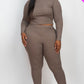 Plus Ribbed Mock Neck Long Sleeve Top & Leggings Set
