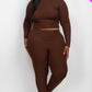 Plus Ribbed Mock Neck Long Sleeve Top & Leggings Set